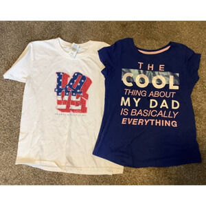Girls Tshirt set of 2, large, blue tractor supply, dad